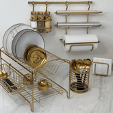 Suporte Porta Rolos Triplo Papel Toalha Alumínio e PVC Para Barra Luxo Dourado - Ela Decora